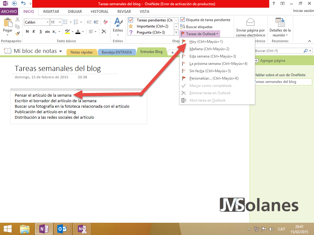 Correo Electr Nico En El Onenote Y Tareas En El Outlook Josep Maria